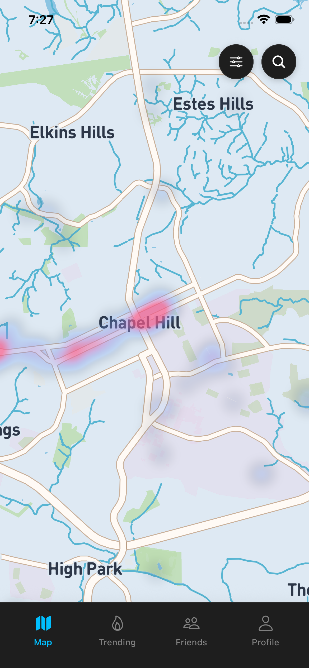 Flock heatmap showing venue activity